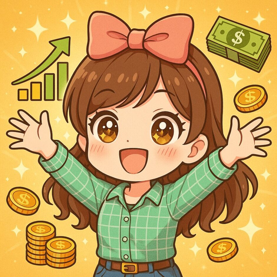 資産が増えて喜ぶ女の子